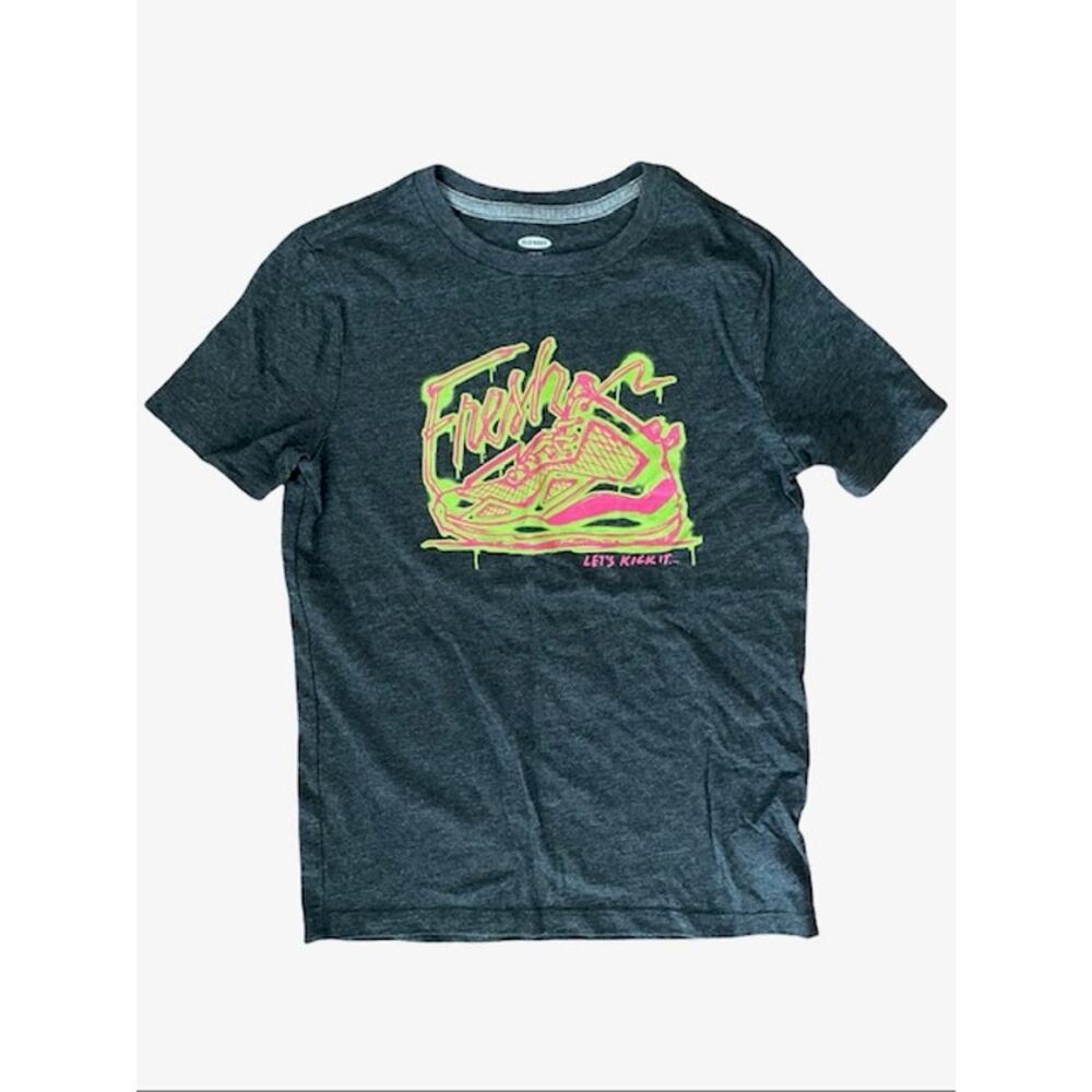Old Navy Boys Graphic T-Shirt Size L (10-12) – “Fresh Kicks” Neon Sneaker Tee